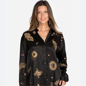 Johnny Was Asteria Embroidered Oversized Blouse NWT